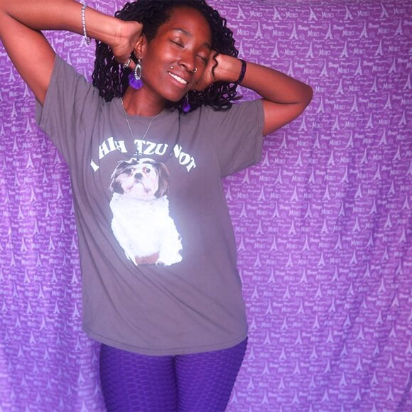 Delta Pro Weight "i shih tzu not" t-shirt tee shirt dog doggie doggy in gray L - Picture 6 of 6